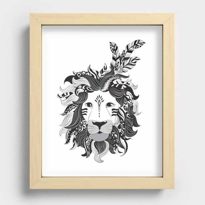 Lion tribal Recessed Framed Print