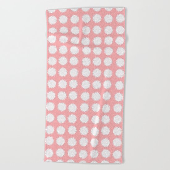 milk glass polka dots pink Beach Towel