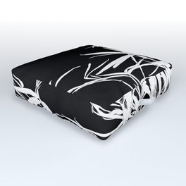 White Bamboo Silhouette On Black Outdoor Floor Cushion