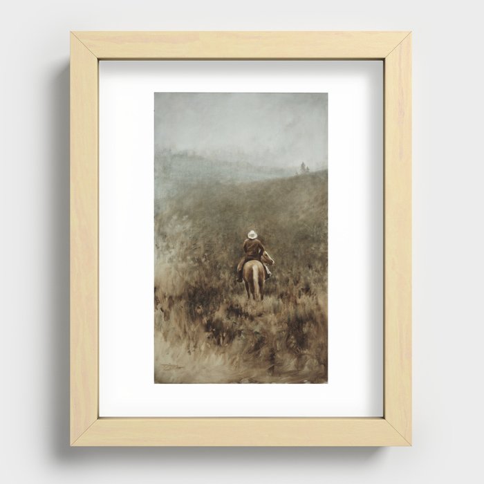 Lonely Cowboy Recessed Framed Print