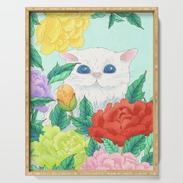 Minhwa: Cat in the Peony Bush A Type Serving Tray