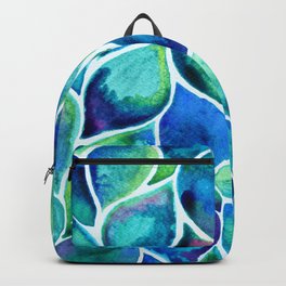 Blue-green Watercolor Leaves Backpack
