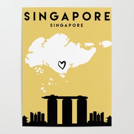 SINGAPORE LOVE CITY SILHOUETTE SKYLINE ART Poster
