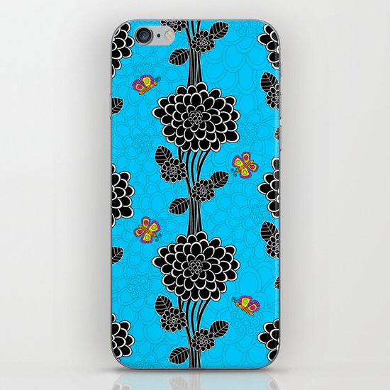 "Flowered tree" in blue. iPhone & iPod Skin
