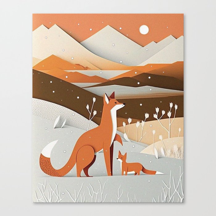 Foxes Part of the Creatures of the Wild Collection Canvas Print