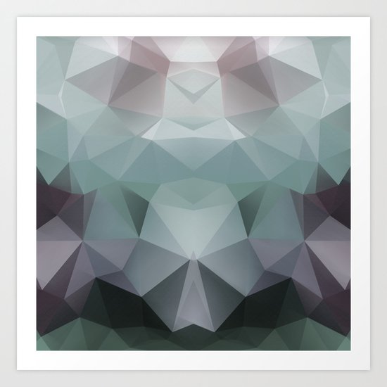 Abstract geometric polygonal pattern in grey and green tones . Art Print