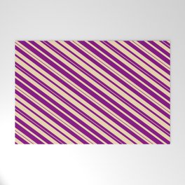 [ Thumbnail: Purple & Tan Colored Lines/Stripes Pattern Welcome Mat ]