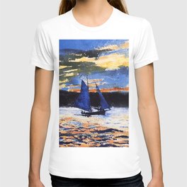 Winslow Homer's Gloucester Sunset nautical maritime landscape painting with sailboat - sailing T Shirt