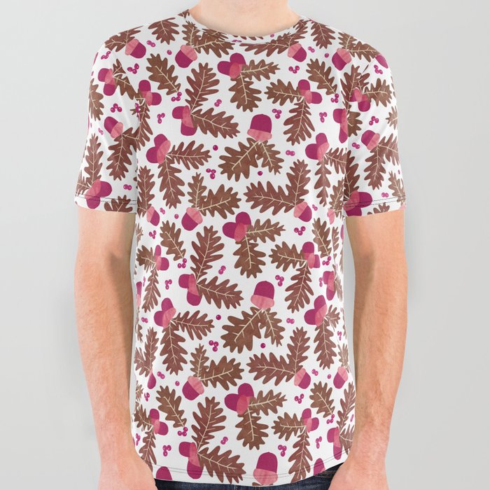 Acorns in Pink All Over Graphic Tee