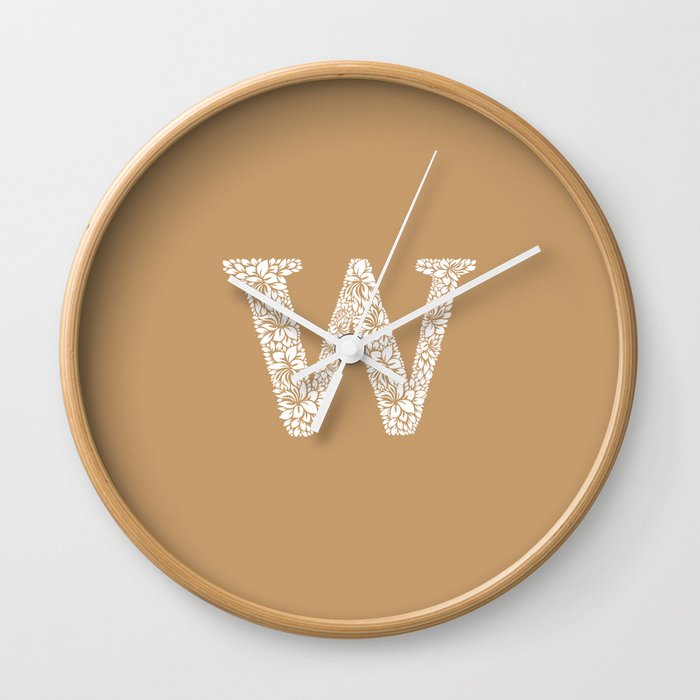 Floral Letter W Wall Clock