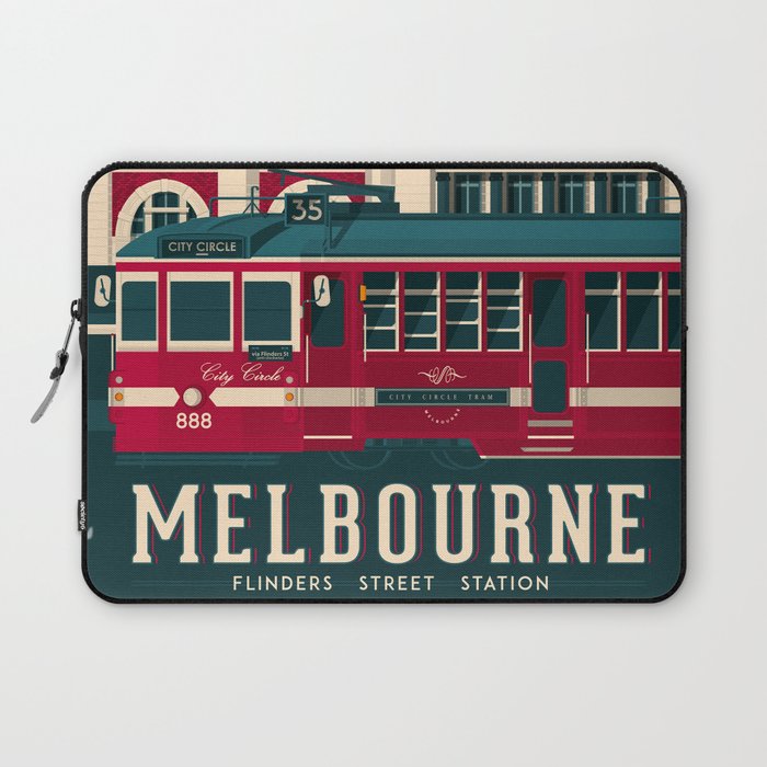 MELBOURNE AUSTRALIA Retro Travel Poster City Illustration Laptop Sleeve
