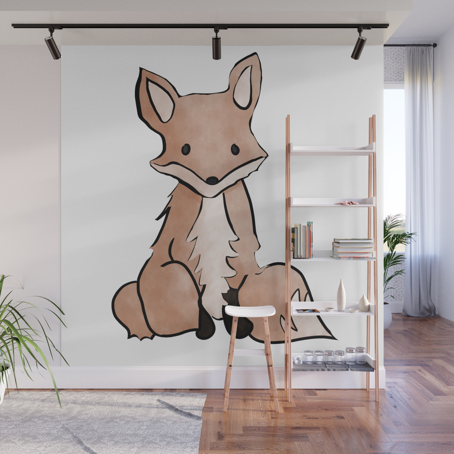 Cute Watercolor Fox Painting Wall Mural By Raylie Society6
