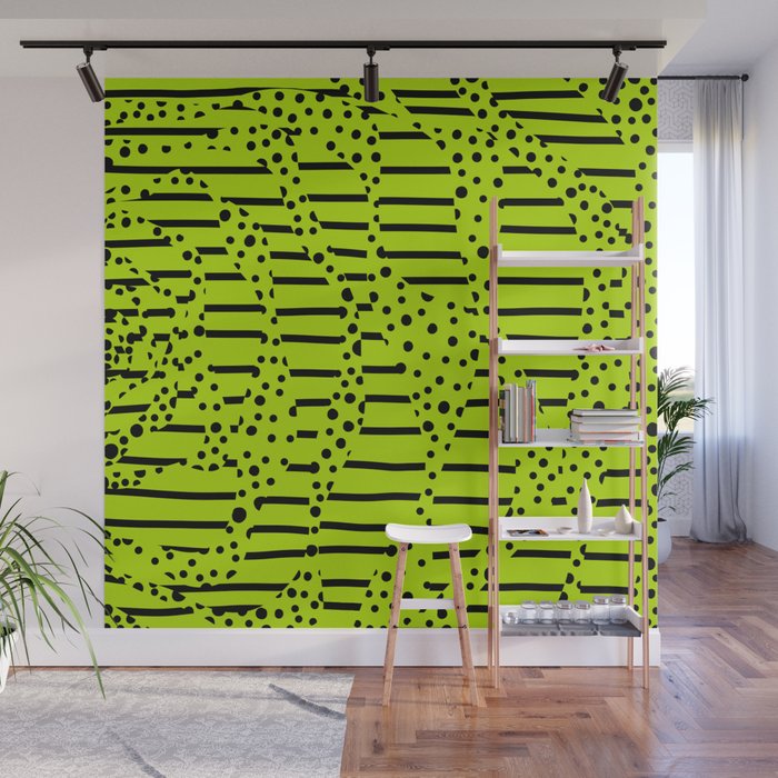 Spots and Stripes 2 - Lime Green Wall Mural