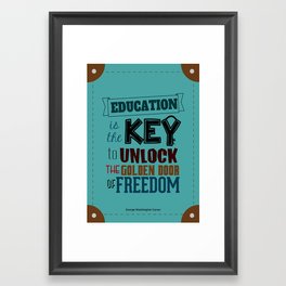 Lab No.4 - Education Is The Key To Unlock - George Washington Carver Inspirational Quotes poster Framed Art Print | Abstract, Graphic Design, Typography 