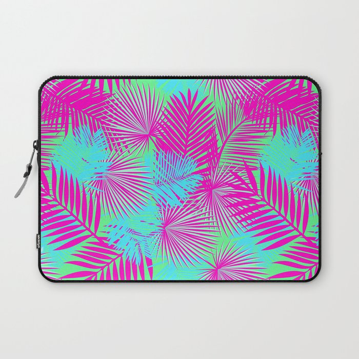 Neon Pink & Blue Tropical Print Laptop Sleeve