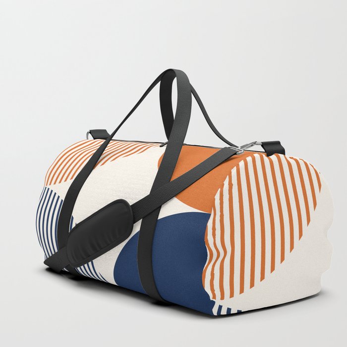 Abstraction Shapes 116 in Navy Blue Orange (Moon Phase Abstract)  Duffle Bag