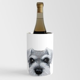 Schnauzer Grey&white, Dog illustration original painting print Wine Chiller