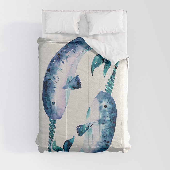 Blue Narwhals Comforter