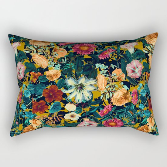 Floral Pattern Winter Garden Rectangular Pillow