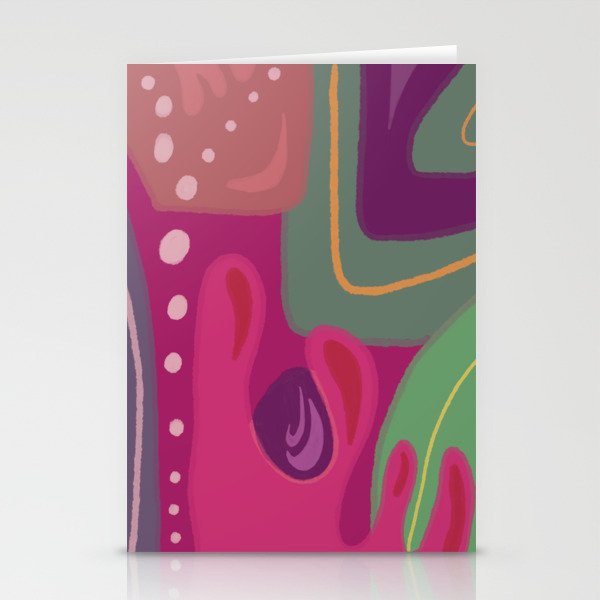 Coral Pink Abstract Painting Stationery Cards