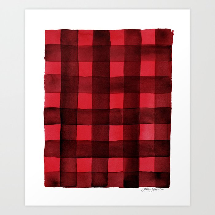 Buffalo Plaid Watercolor in Red Hand & Bath Towel by Jackie Sullivan