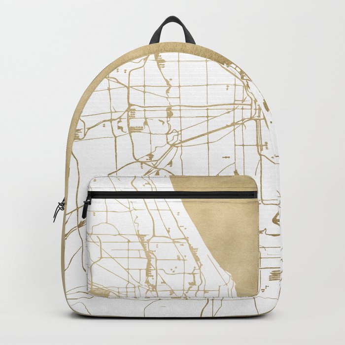 Chicago Gold and White Map Backpack