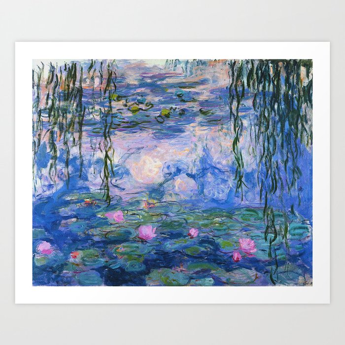 Blue Water Lilies  Art Print