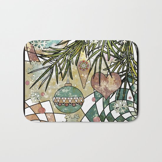 Vintage Christmas illustration . 2 Bath Mat