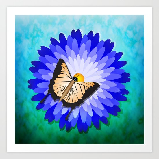 Butterfly on flower Art Print
