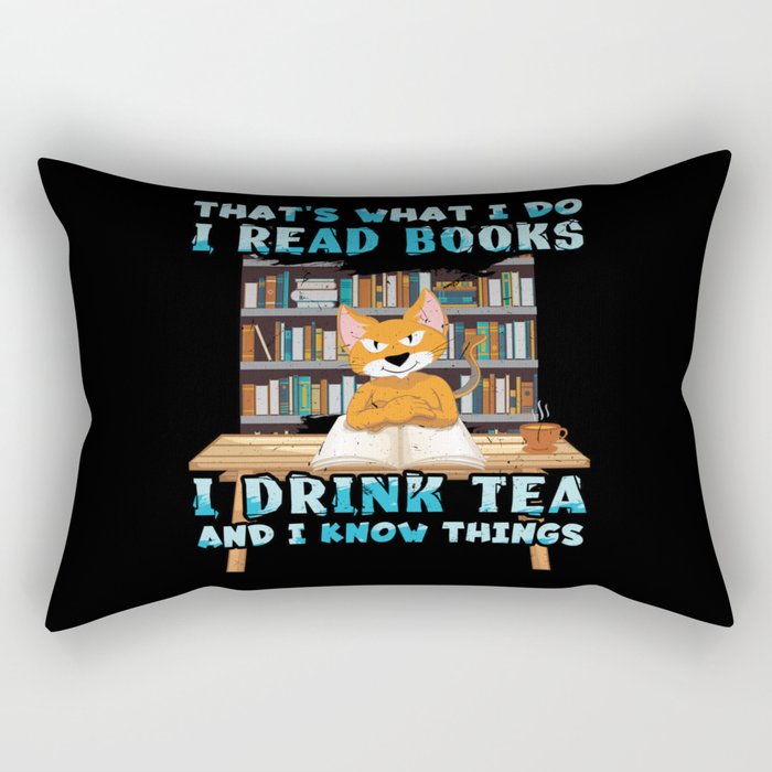 Read Books Drink Tea Book Reading Bookworm Rectangular Pillow