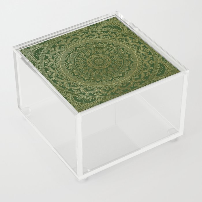 Mandala Royal - Green and Gold Acrylic Box