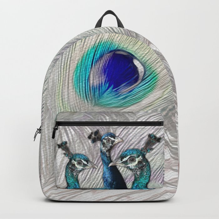 Peacocks and Feathers on Parade Digital Illustration Backpack