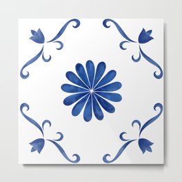 Blue Tile Metal Print