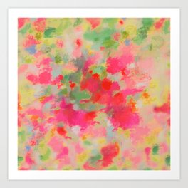 Bright Colorful Floral Abstract in Pink, Green -01 Art Print