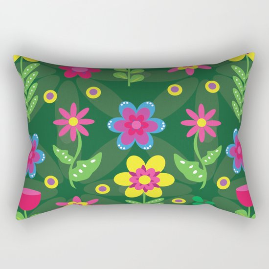 Colorful Flowers Rectangular Pillow