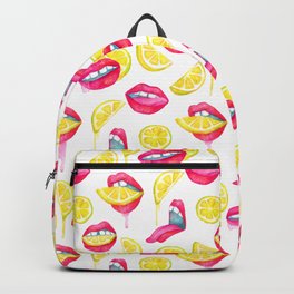 Bitch, Don't Kill My Vibe Backpack | Funny, Pop Art, Lips, Tasty, Lippattern, Pink, Tongue, Blue, Lemons, Surrealism 