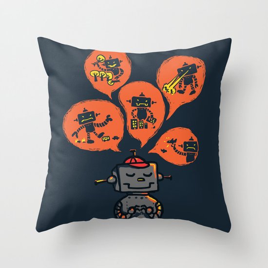When I grow up - an evil robot dream Throw Pillow