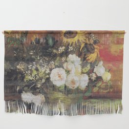 Bowl With Sunflowers Roses And Other Flowers Wall Hanging