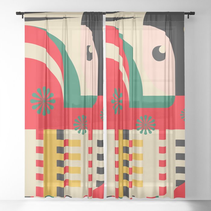 Geisha Japanese Girl Sheer Curtain