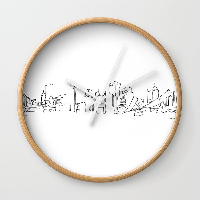 Pittsburgh Skyline Drawing Wall Clock