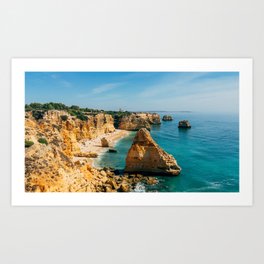 Algarve Coastline, Art Print, Portugal Beach from above, travel photography Art Print