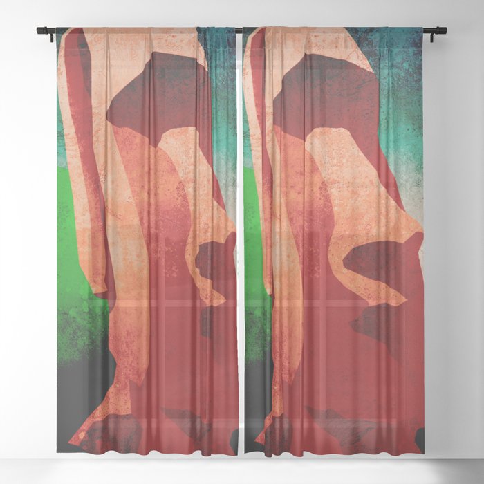 Mid-Century Modern Pacific Vacay Sheer Curtain