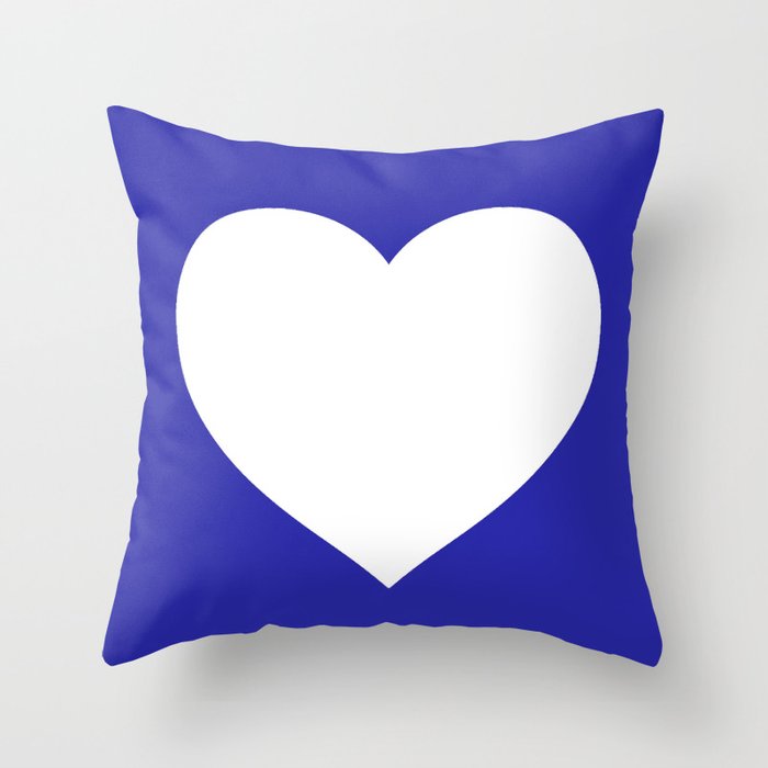 Heart (White & Navy Blue) Throw Pillow