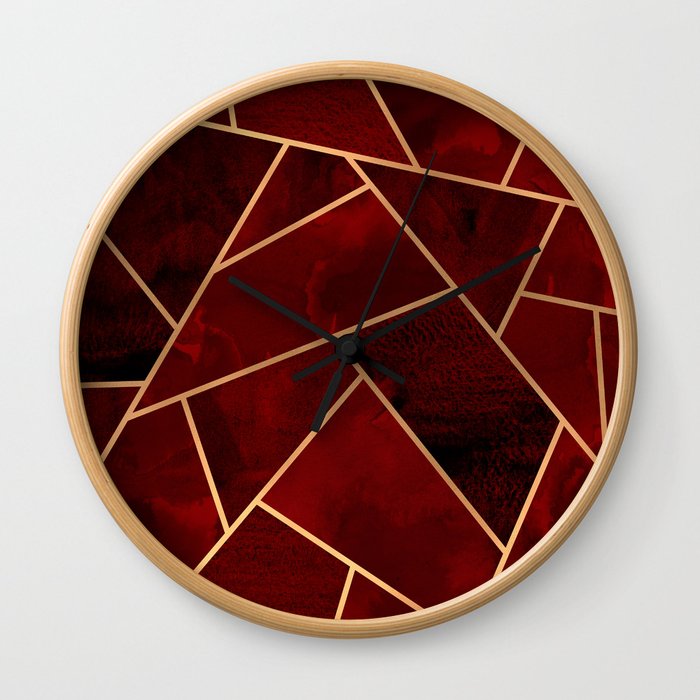 Red & Gold Geo Wall Clock