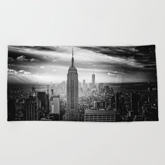 New york city black white 2 Beach Towel
