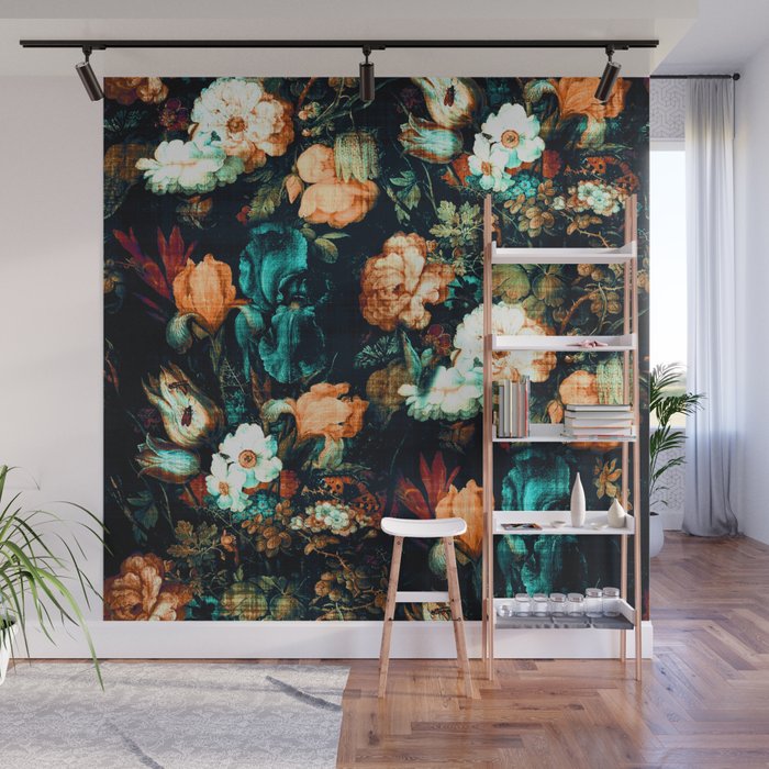 Vintage Floral Wall Mural by Burcu Korkmazyurek Society6