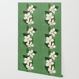 Blooming Branch Green Wallpaper
