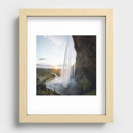Back view of Seljalandsfoss waterfall in Iceland Recessed Framed Print