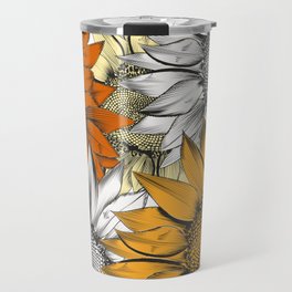 Beautiful pattern from hand drawn sunflowers Travel Mug