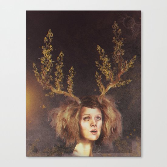 The Golden Antlers Canvas Print